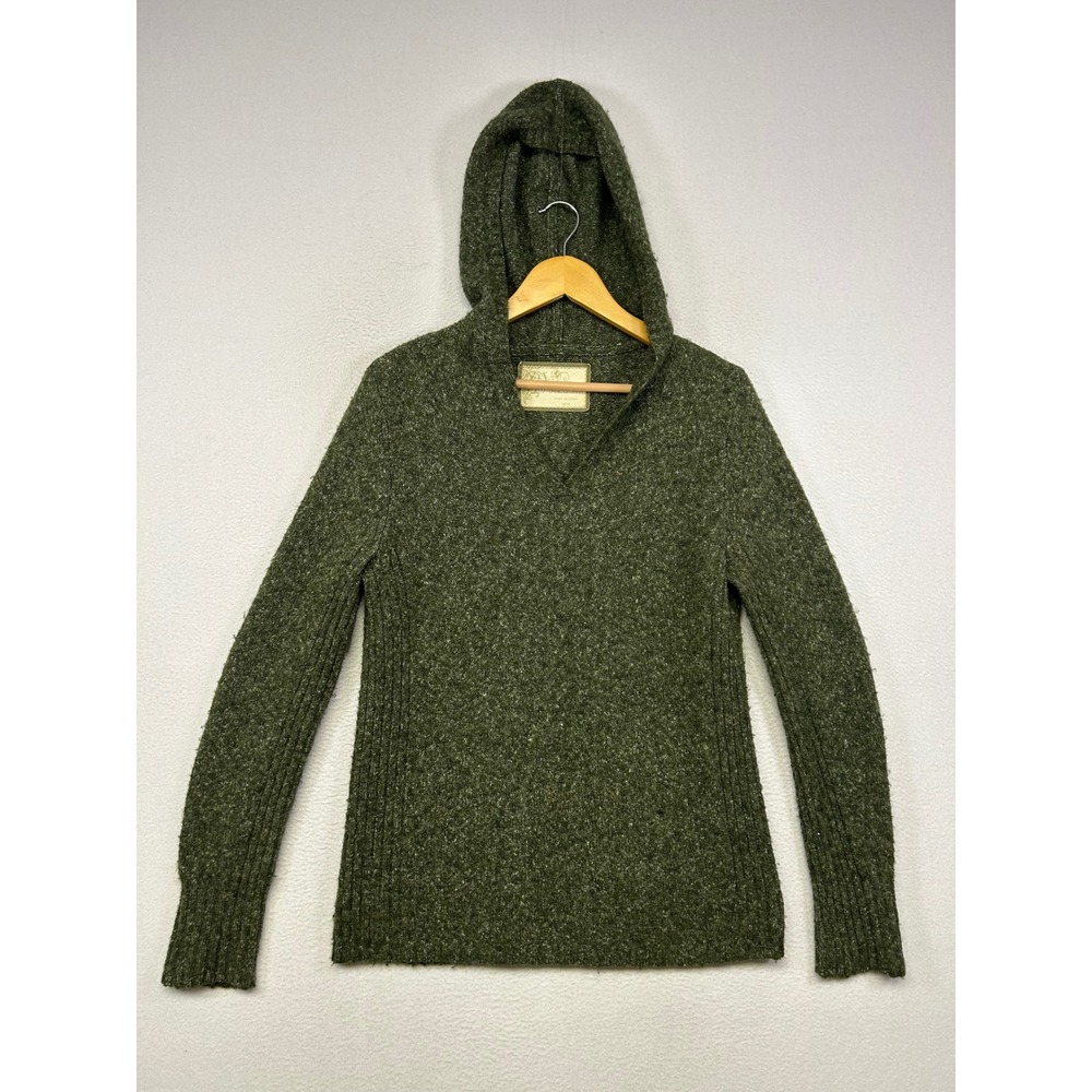 Gorpcore Earthy Lane Bryant Womens 14/16 Green Wool Blend Hooded Sweater Cabin